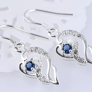 Beautiful sterling silver and Blue sapphire Earrings